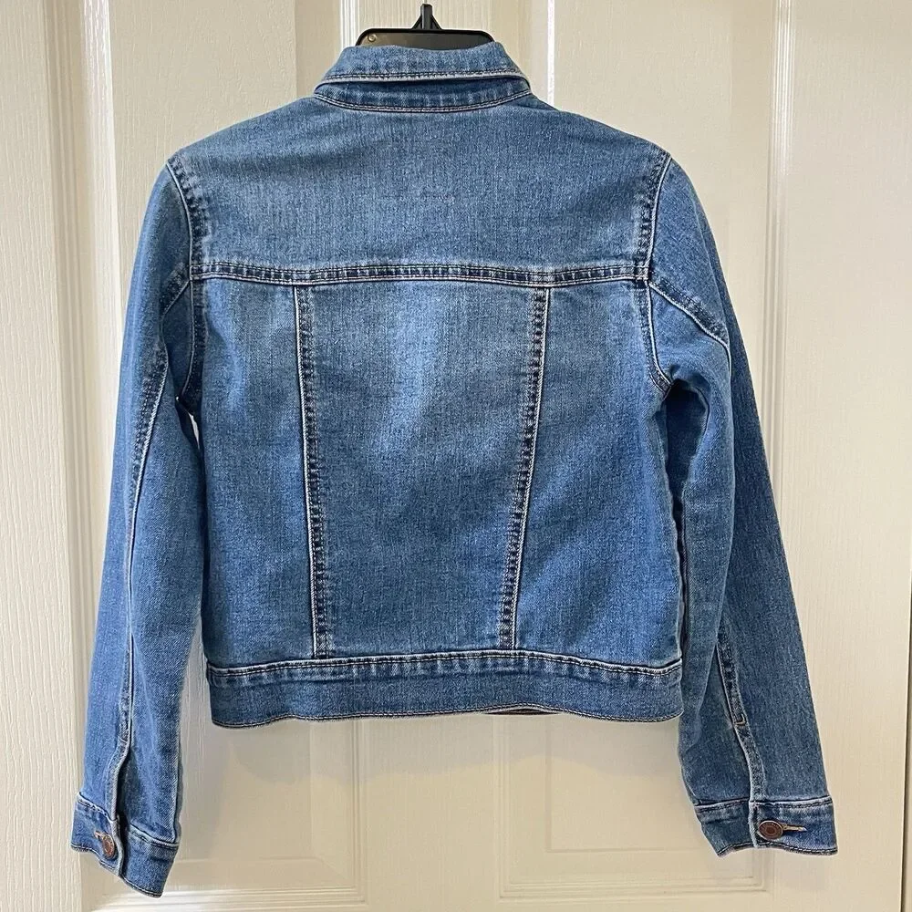 Old Navy Denim Jean Jacket Stretch Blue Girls Size Large 10-12 years